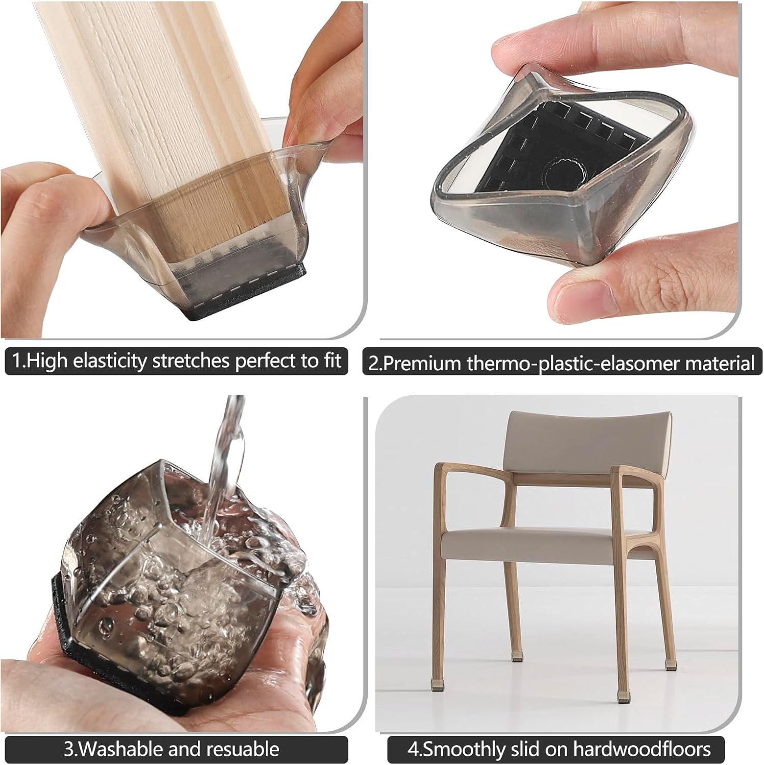 24 Square Chair Leg Floor Protectors Felt Furniture Pads Reduce Noise a7