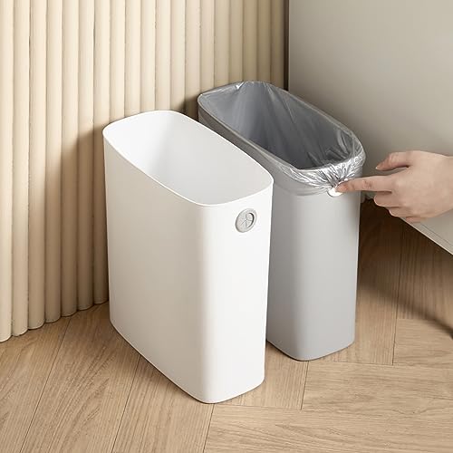 Bathroom Trash Can, Slim Plastic Rectangular Waste Basket, 7 Liter a3