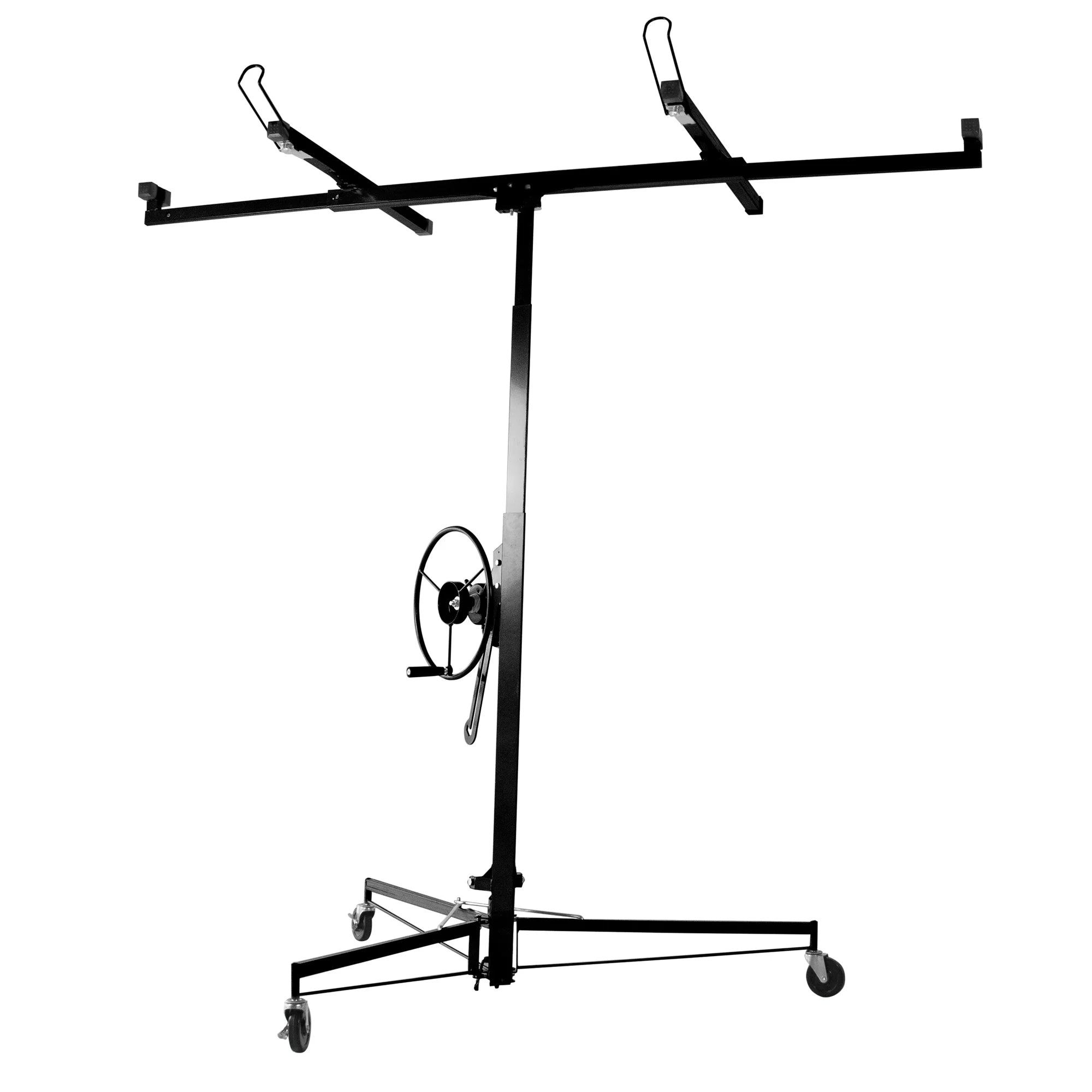 11FT Drywall Panel Lifter Hoist Panel Hoist Jack Lifter,Steel Material/Telescopic Arm & 3 Lockable Wheels Construction Tools (Black)
