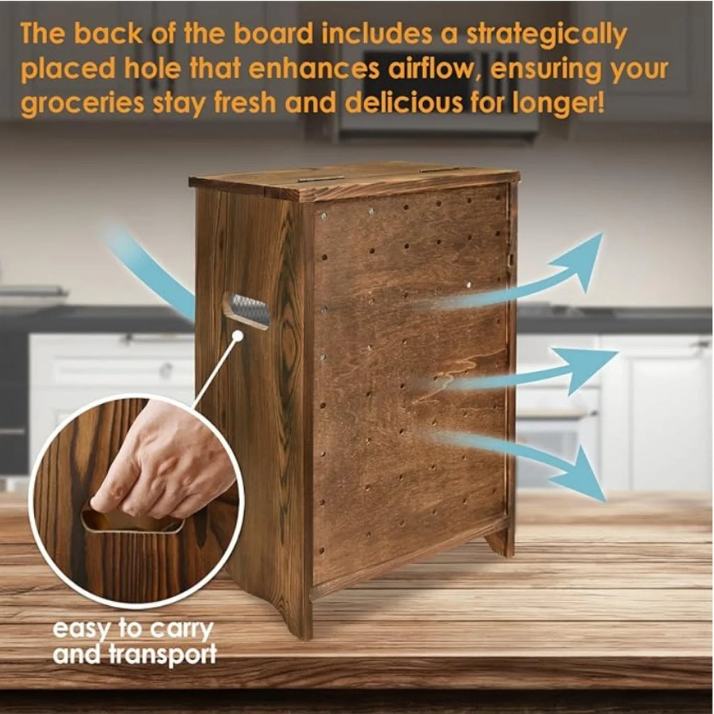 Wooden Countertop Storage Bin for Potato Onion Bread 11.8x6.8x16in R7k