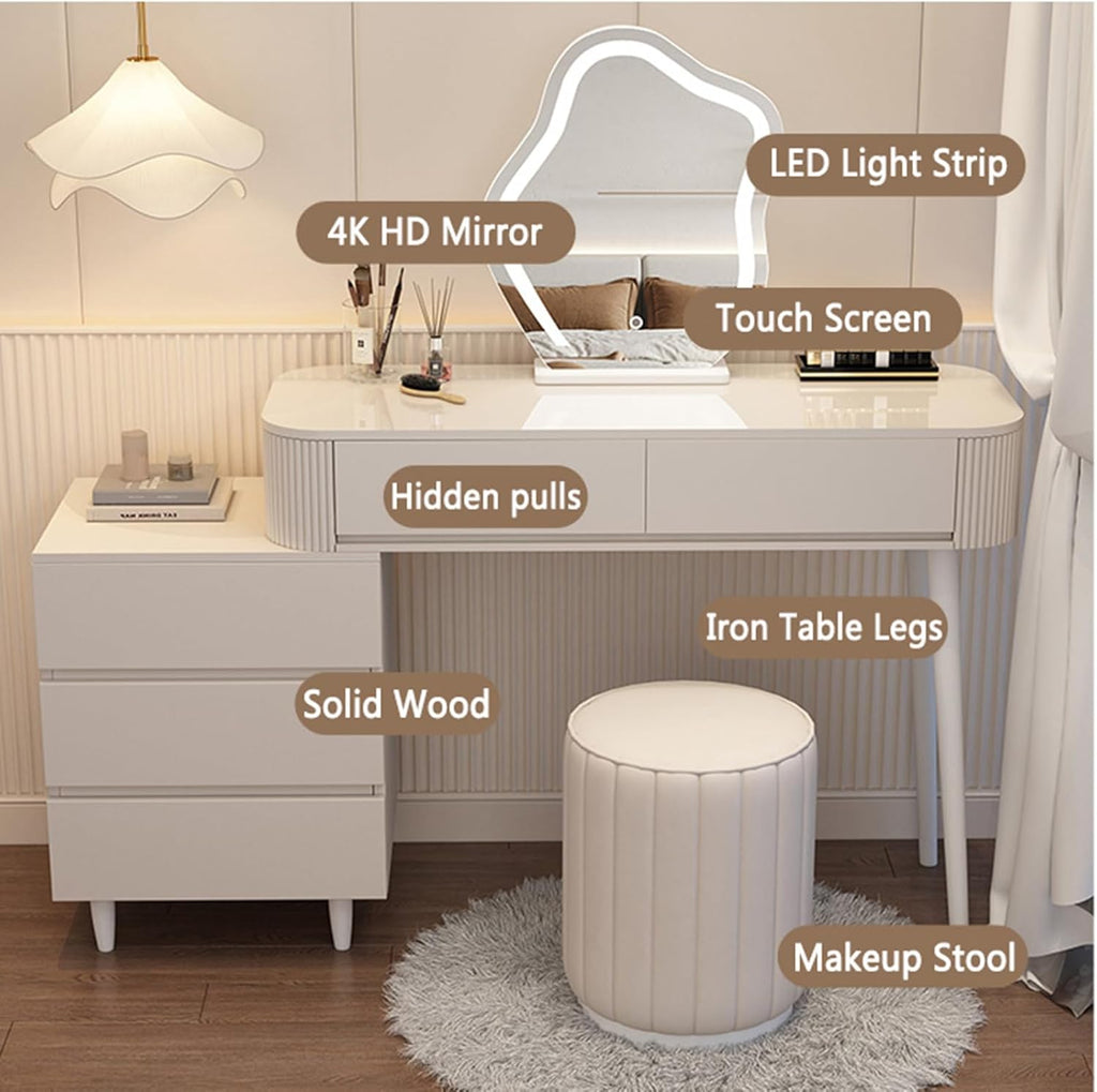 Makeup Vanity Table with Lighted Mirror, 3 Lighting Modes A7