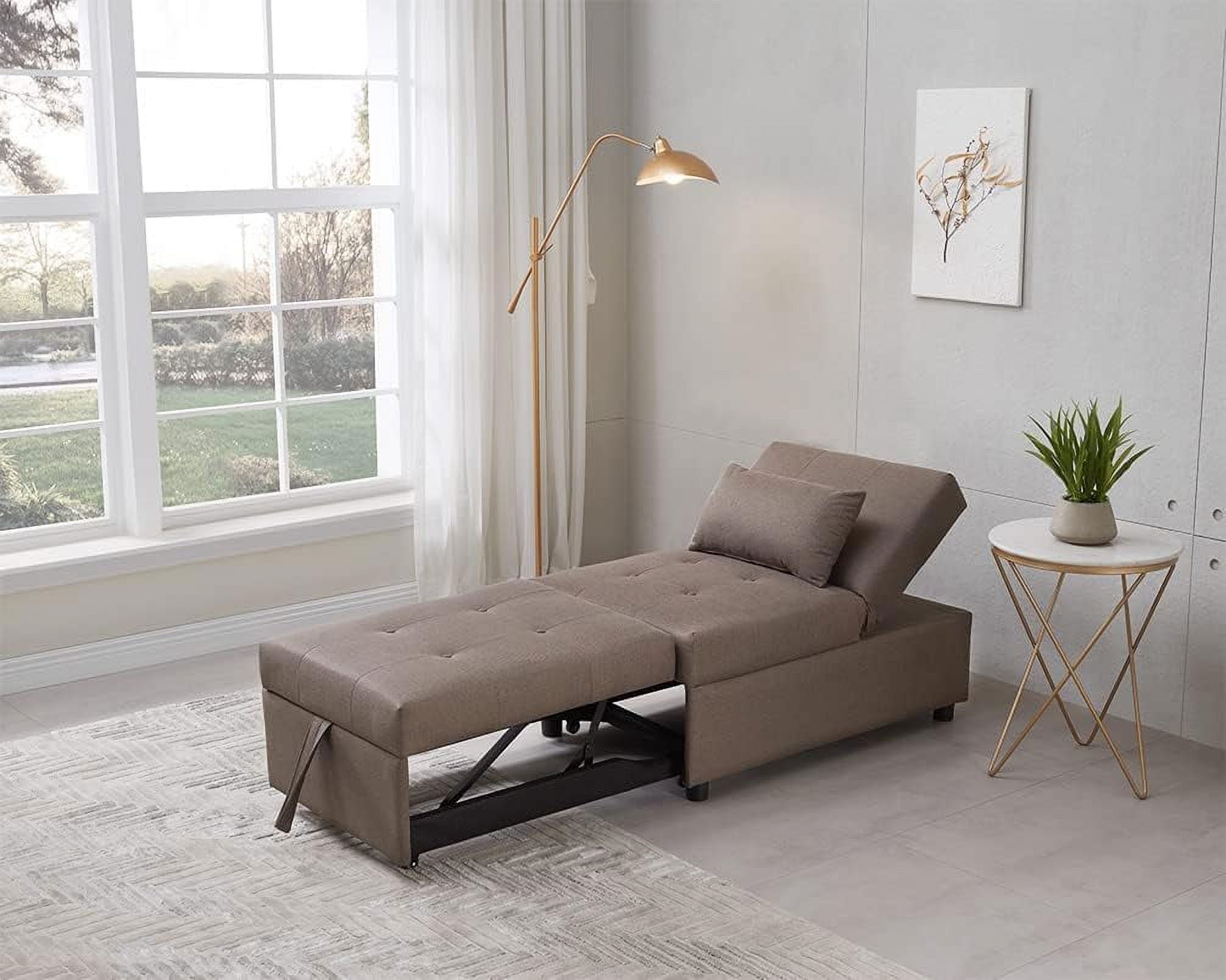 MultiFunction Ottoman, Sofa Bed Sleeper, Convertible Chair, Dark Grey