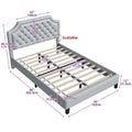 WedealFu Inc Moasis Upholstered Tufted Bed Frame with Adjustable Height Headboard (Full/Queen/King) Grey - Full