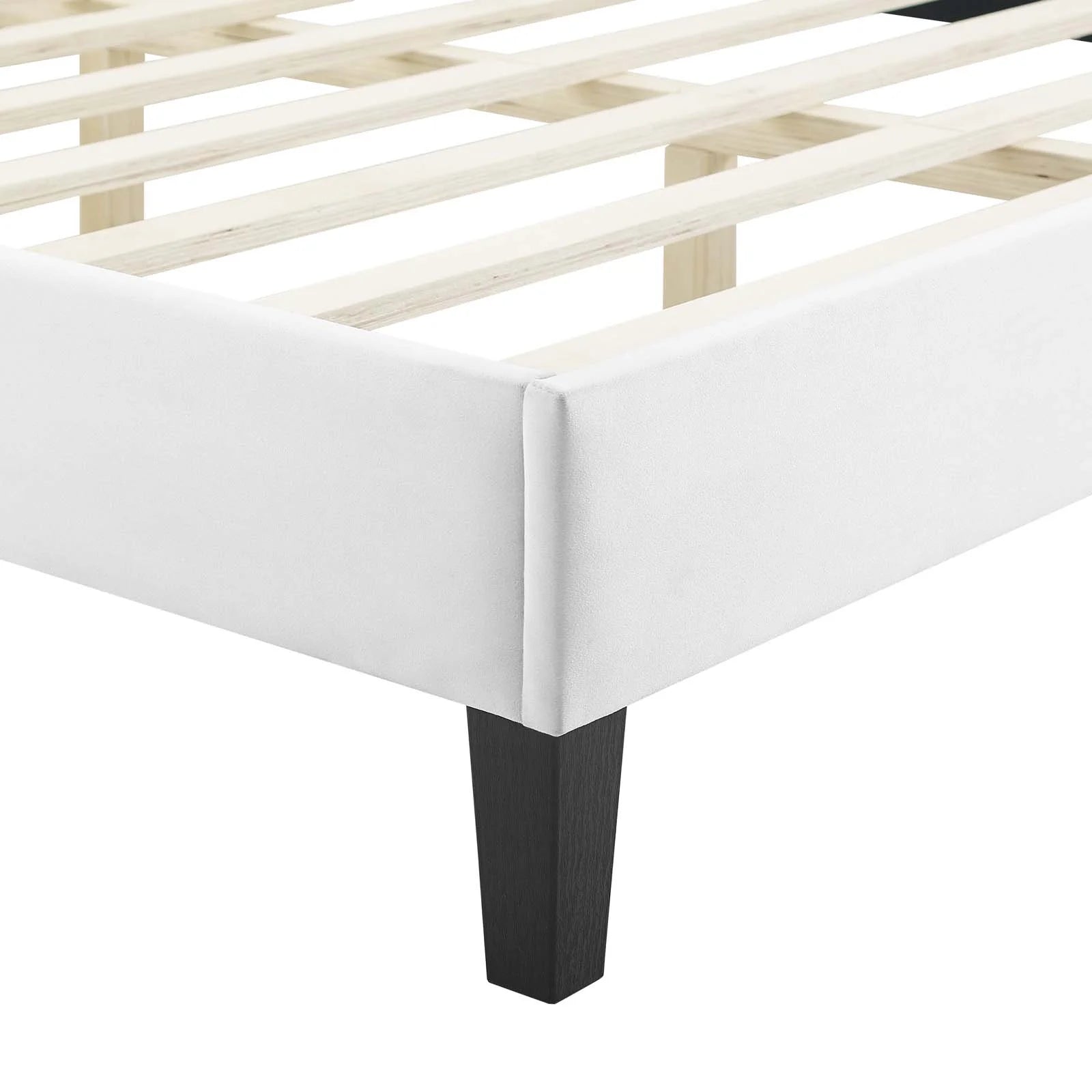 King Platform Bed White Velvet A7