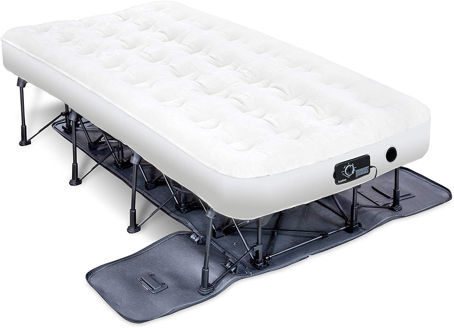Ivation EZ-Bed (Queen) Air Mattress with Frame &amp; Rolling Case  Self Inflatable  Blow Up Bed Auto Shut-Off  Comfortable Surface AirBed  Best for Guest  Travel  Vacation  Camping
