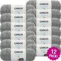 Caron Simply Soft Tweeds Yarn Gray Heather, Multipack of 12