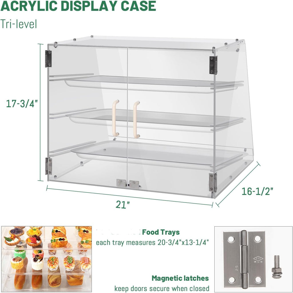3 Tray Countertop Bakery Display Case with Rear Doors a7