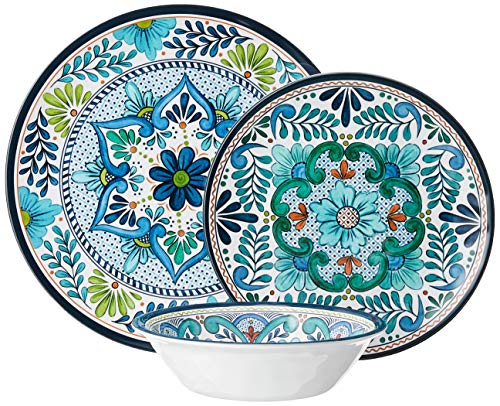 Dinnerware Set 12 Piece Service for 4 Multicolored A7