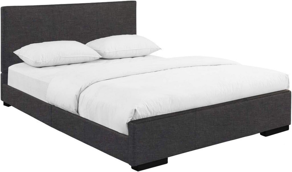 Upholstered Platform Bed Frame Low-Profile Gray f7