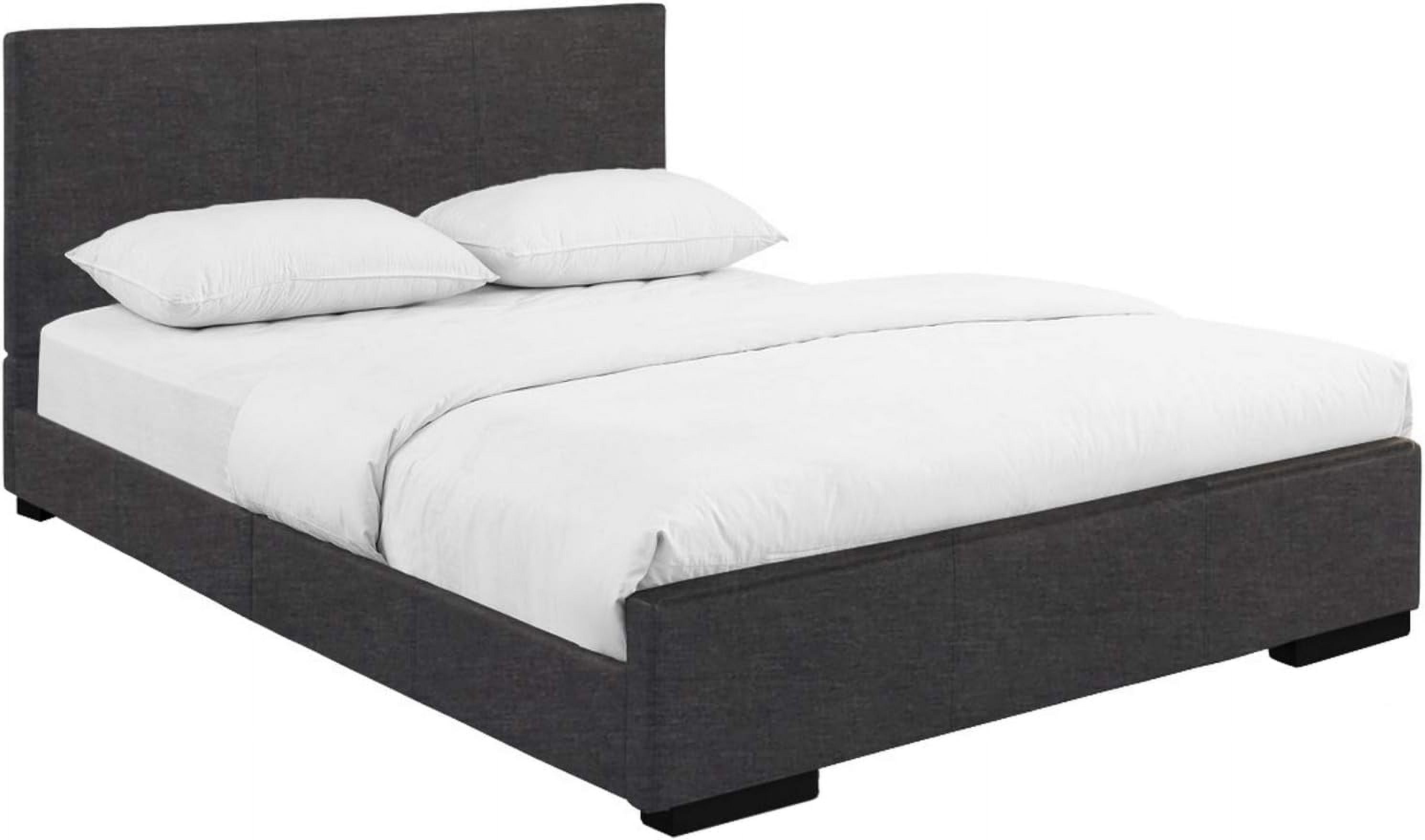 Upholstered Platform Bed Frame Low-Profile Gray f7