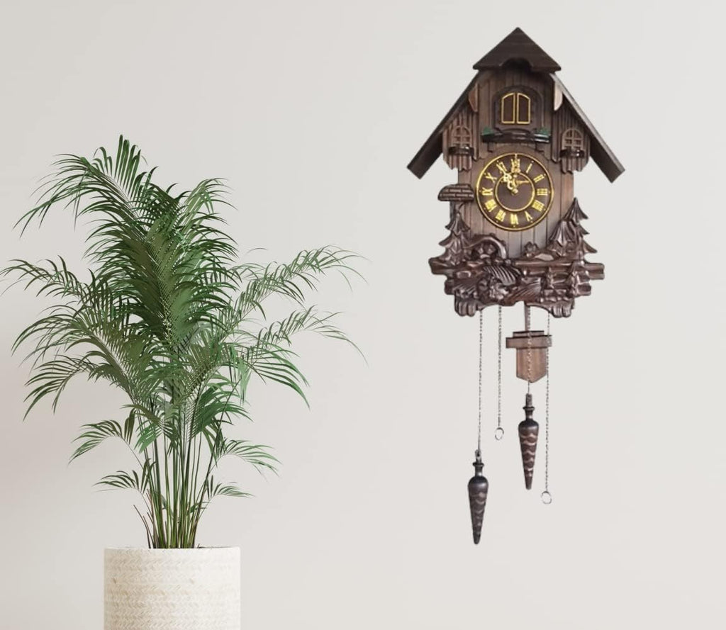 Wall Cuckoo Clock Wooden Hand-Carved Black Forest A7