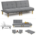 GEROBOOM 3-In-1 Convertible Futon Sofa Bed Twin/USB  Loveseat Futon Couch Daybed with Folding Adjustable Backless 2 Piece Small Futon Couch Chairs for Living Room Apartment Grey Fabric 30