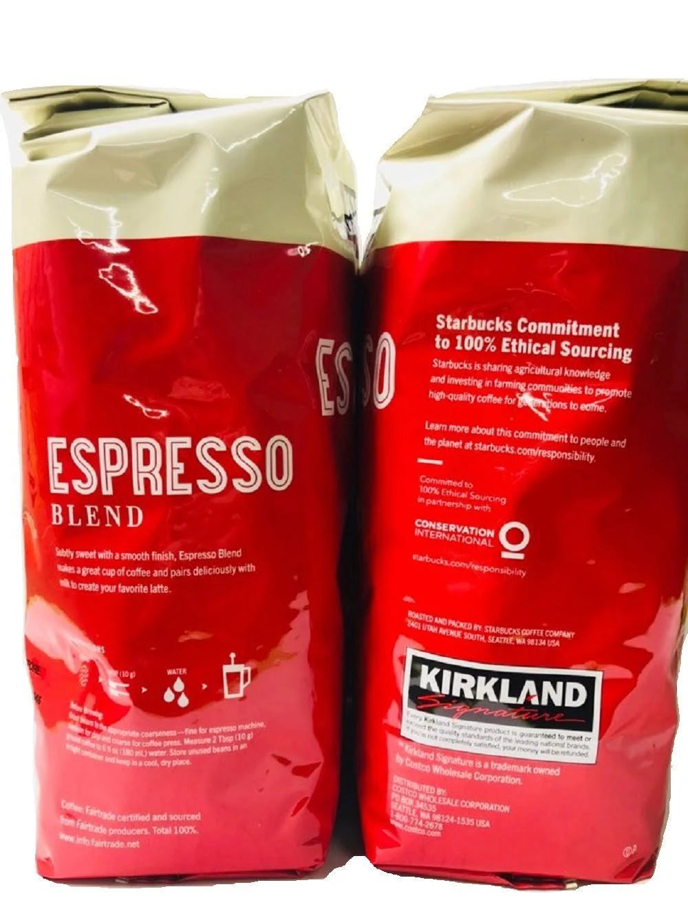 Dark Roast Espresso Blend Coffee 32 oz x2 K7m