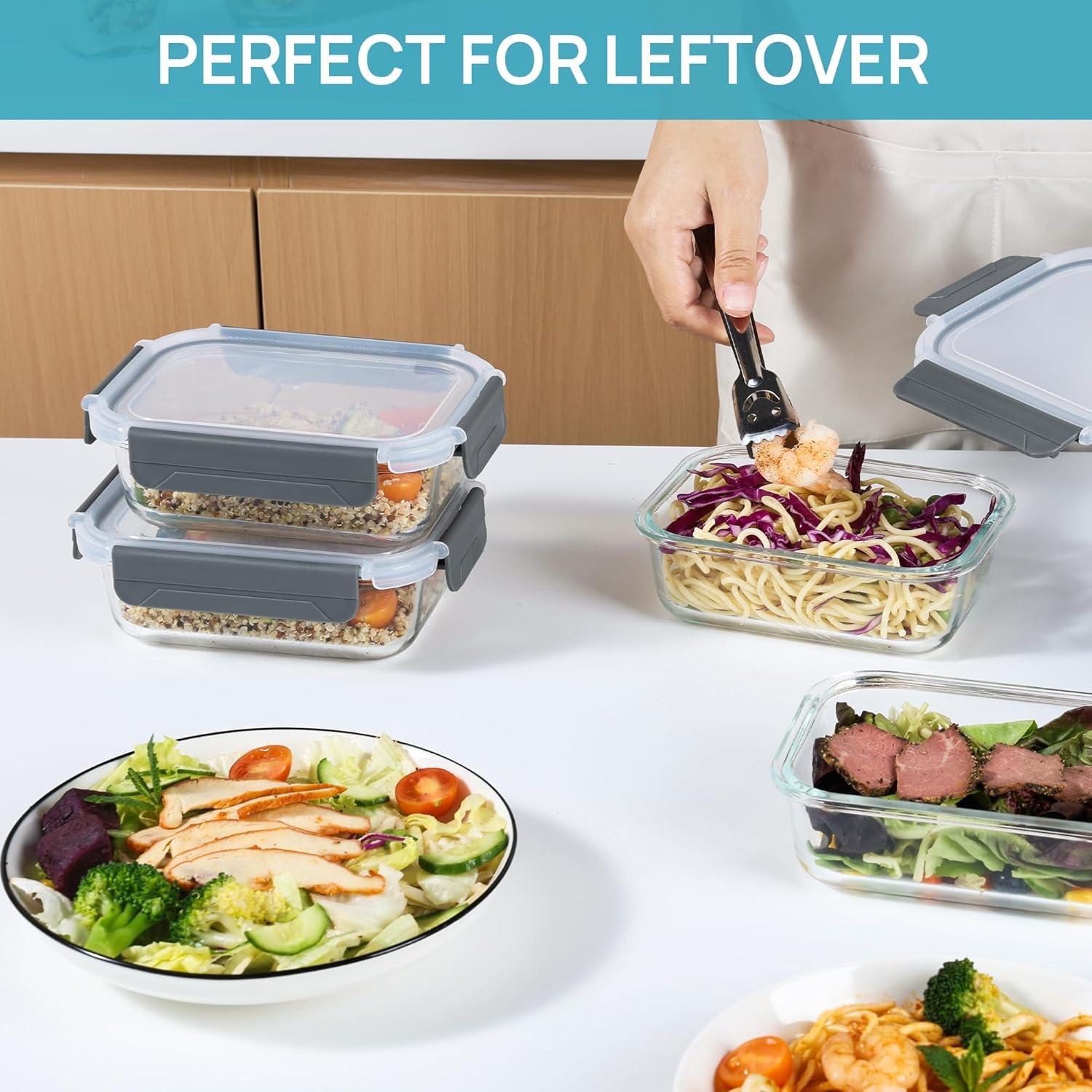 Glass Food Storage Containers with Lids Airtight Bento Boxes k7