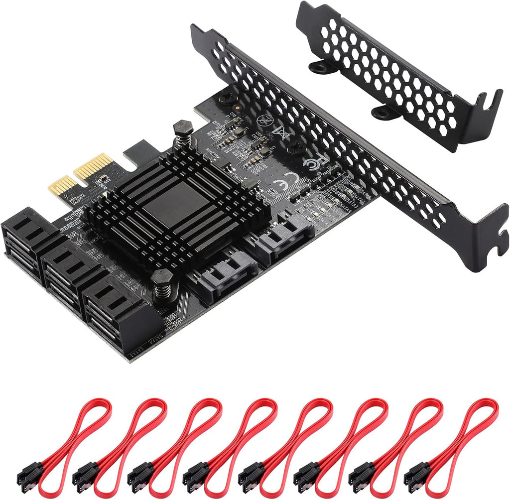 16 Port SATA PCIe Expansion Card with 16 Cables B7k