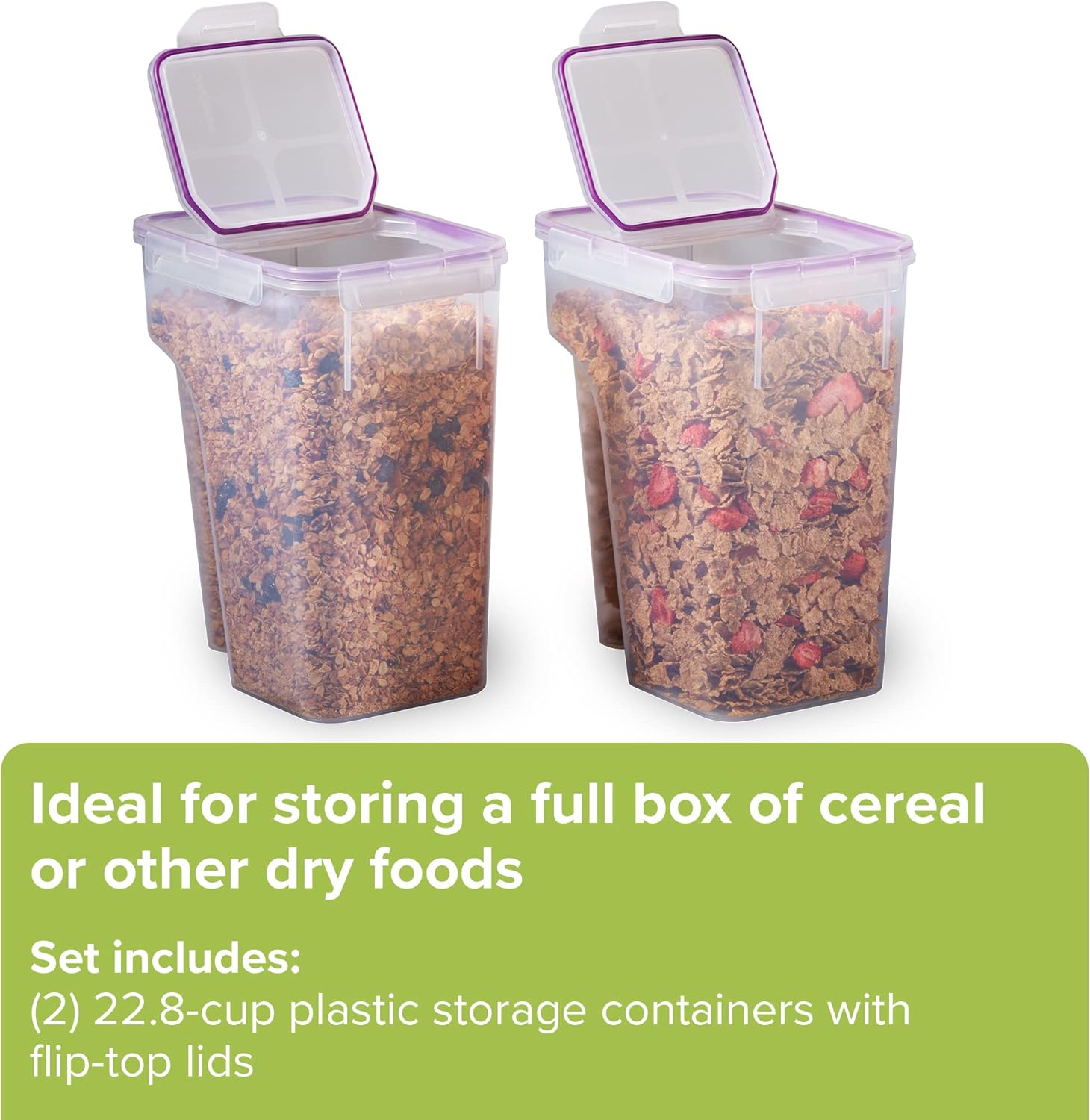 Airtight Cereal Dispenser 2-Pack with Flip-Top Lid BPA Free k7