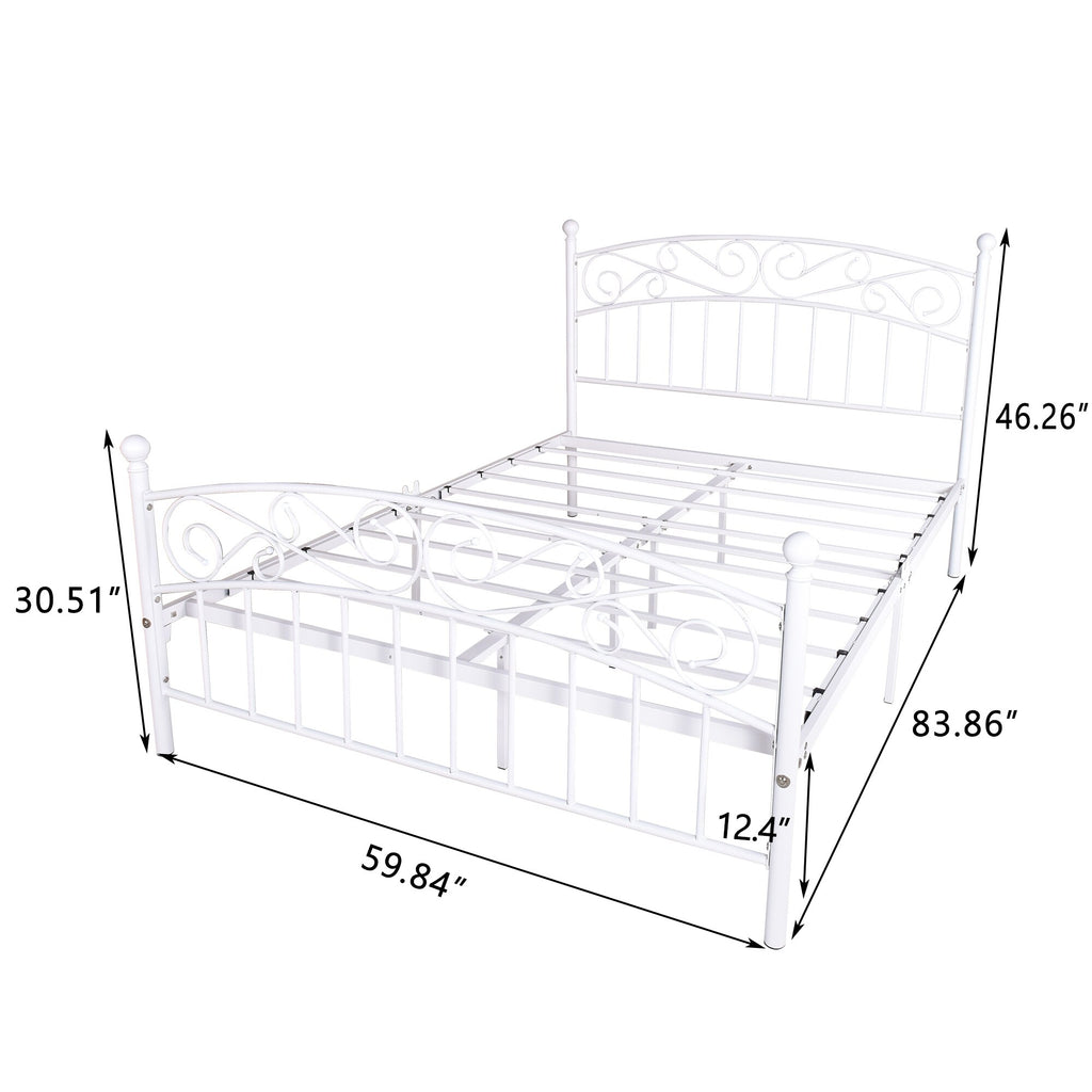 Antique Victorian Iron Bed White Frame k7