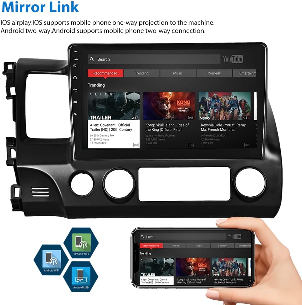 Car Stereo 10.1 Inch Touch Screen Radio with Navigation Bluetooth Fm7