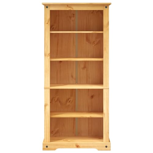 5-Tier Rustic Pinewood Bookcase with Shelves k7m