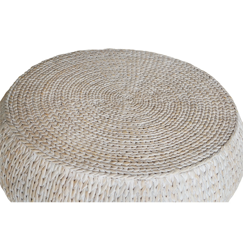 Whitewashed Round Wood Accent Table k7