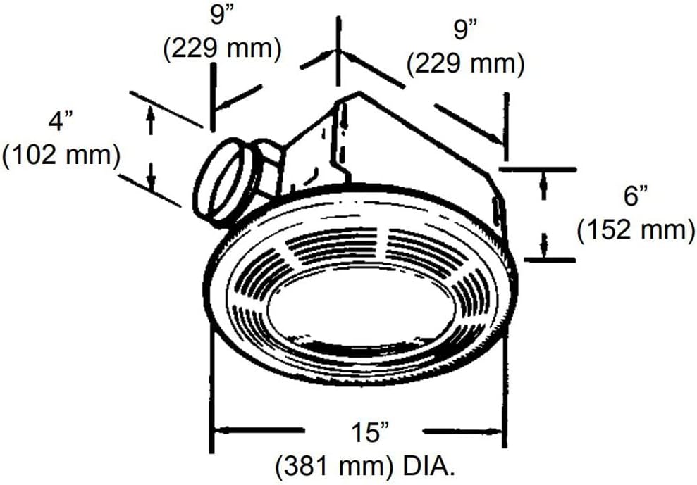 Bathroom Ceiling Exhaust Fan with Light and Glass Lens 7k