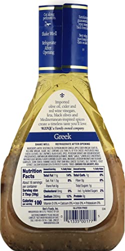 Greek Dressing with Feta & Olives, 16 oz Bottle Pack of 6 k7