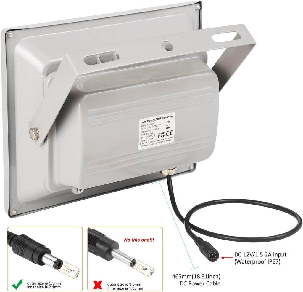IR Illuminator 330ft 30-LED 850nm Waterproof Metal Housing A7k