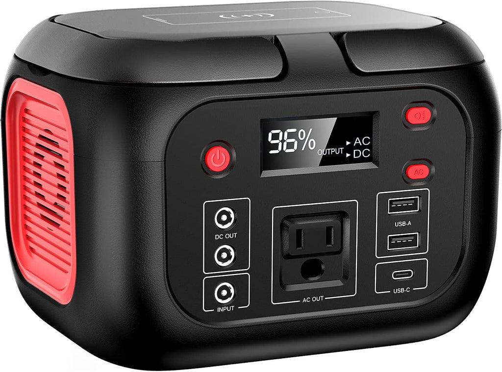 Portable Power Bank with AC Outlet 110V/200W, 42000mAh Power Station with Fast Wireless Charger, Support Pass Through Charging, 7 Outputs Backup Lithium Battery for Home Camping Emergency
