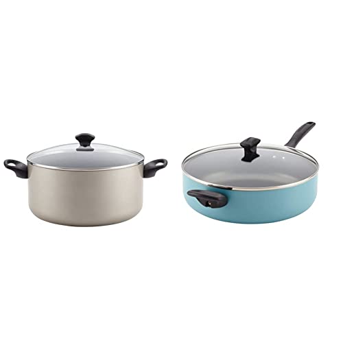 Farberware Promotional Cookware Aluminum Nonstick Covered Stockpot, 10.5-Quart, Champagne Silver