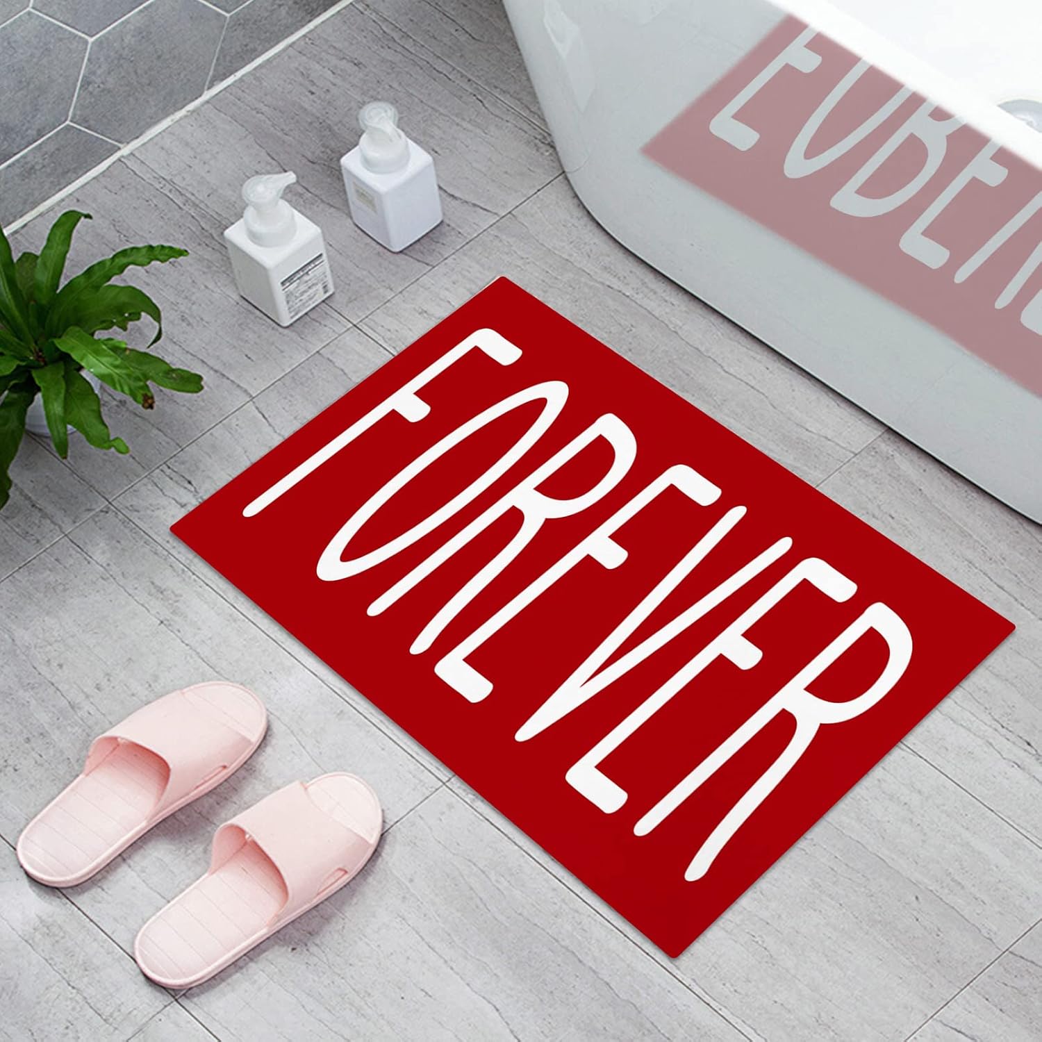 Valentine's Day Non Slip Door Mat Red White A7