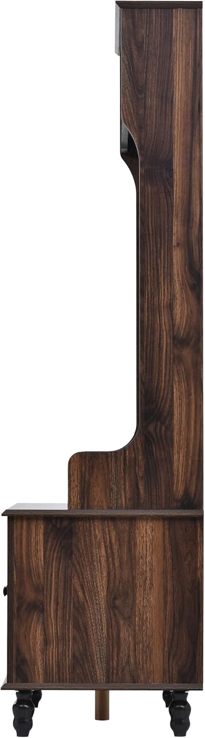 Hall Tree with 4 Hooks and Storage Bench Brown 7k