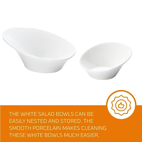 Ceramic Salad Bowls Set of 2 White 8.3 & 6 Inch q7