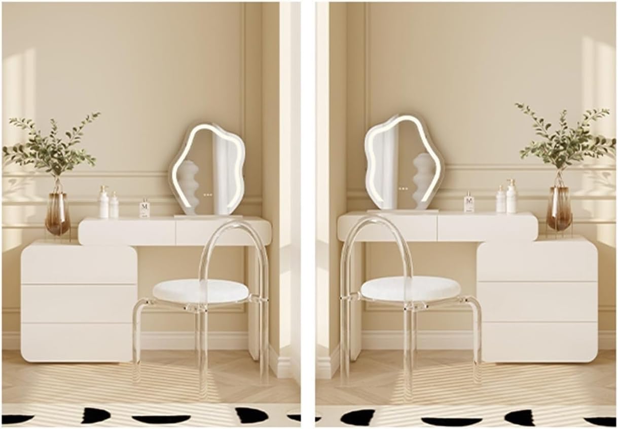 Vanity Desk with 5 Drawers and Mirror White A7