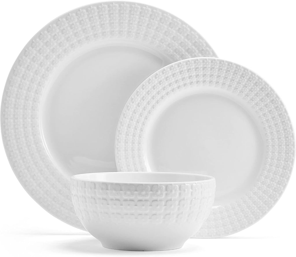 Dinnerware Set, 12 Piece, Service for 4 White a7