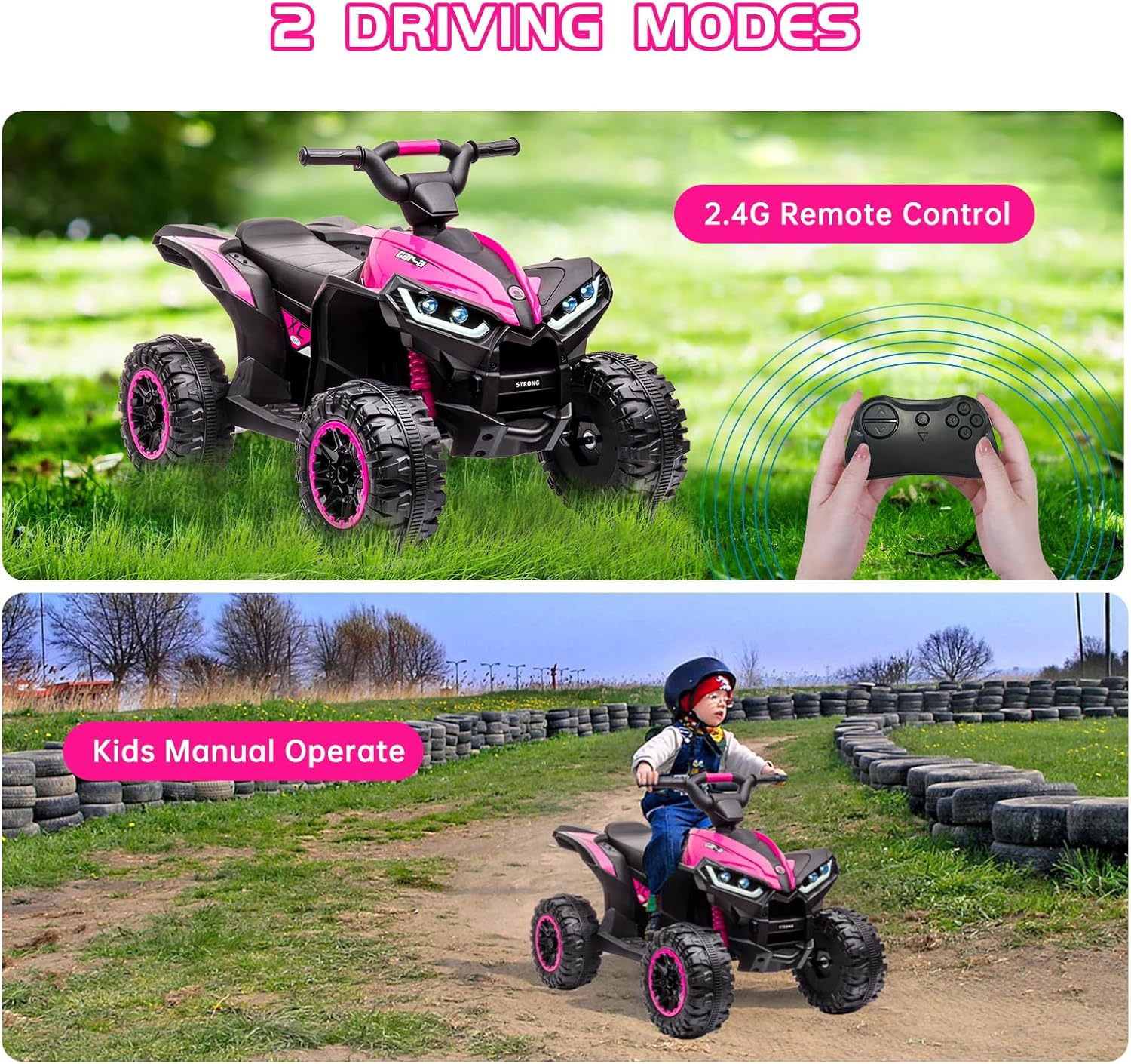 Kids Electric Ride-On ATV 12V Pink A7