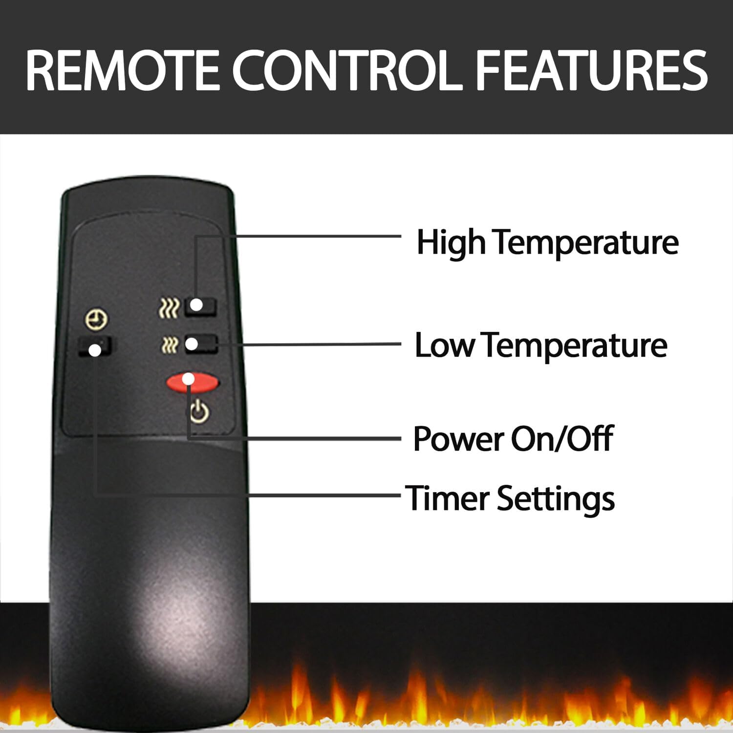Electric Fireplace Heater with Remote Control, Portable Freestanding 7k