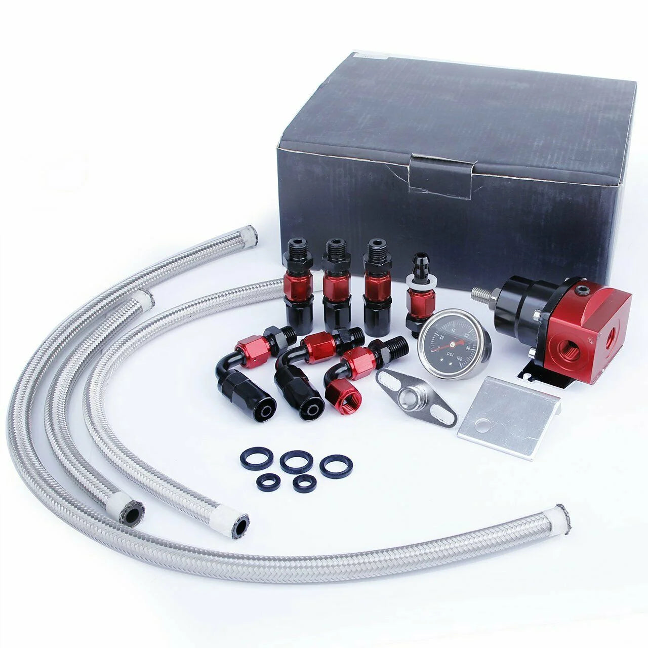 Fuel Pressure Regulator Kit 0-100psi Gauge 6AN A7