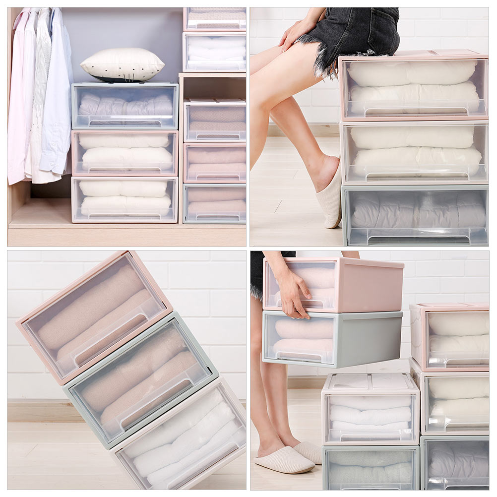 Stackable Transparent Storage Box Drawer Organizer a7