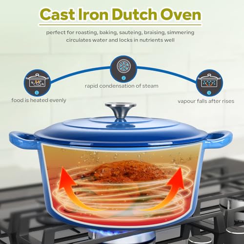 6 Quart Cast Iron Dutch Oven with Lid, Red k7