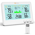 Indoor Outdoor Thermometer and Hygrometer Wireless Weather Stations with 328ft/100m Range, Temperature and Humidity Monitor with Barometer (Black)