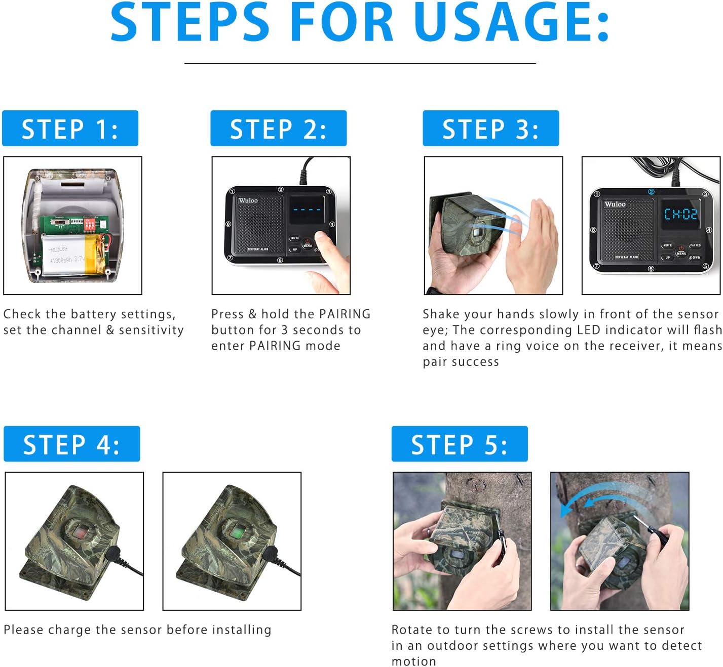 Wireless Driveway Alarm Outdoor Motion Sensor Detector System A7