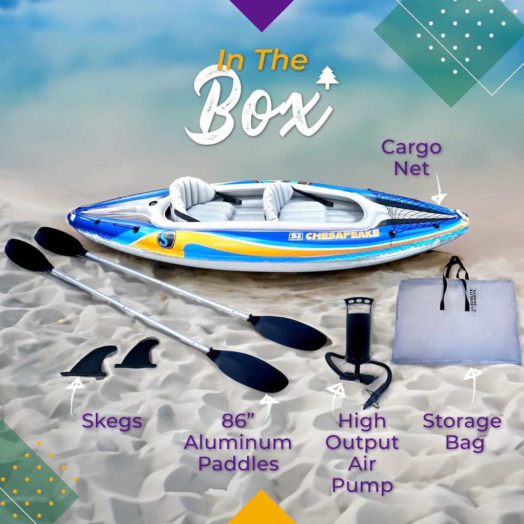 Inflatable Tandem Kayak with Aluminum Oars and Pump 7k