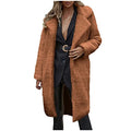 Womens Winter Coats Fuzzy Fleece Lapel Long Cardigan Faux Fur Warm Open Front Jackets Fashion Soft Sherpa Teddy Coat