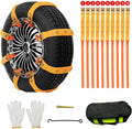 Universal Snow Chains for Cars/SUV/ LT Truck/Pickup Adjustable Traction Tire Chains for Tyres Width 145-285mm (5.71-11.2 inch)Easy to Mount Emergency Traction Snow Tyre Chains for Icing,Mud, Sand Pack of 2