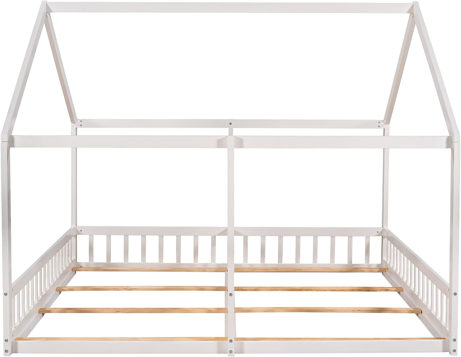 Kids Double Bed Wooden Floor Tent Style White A7