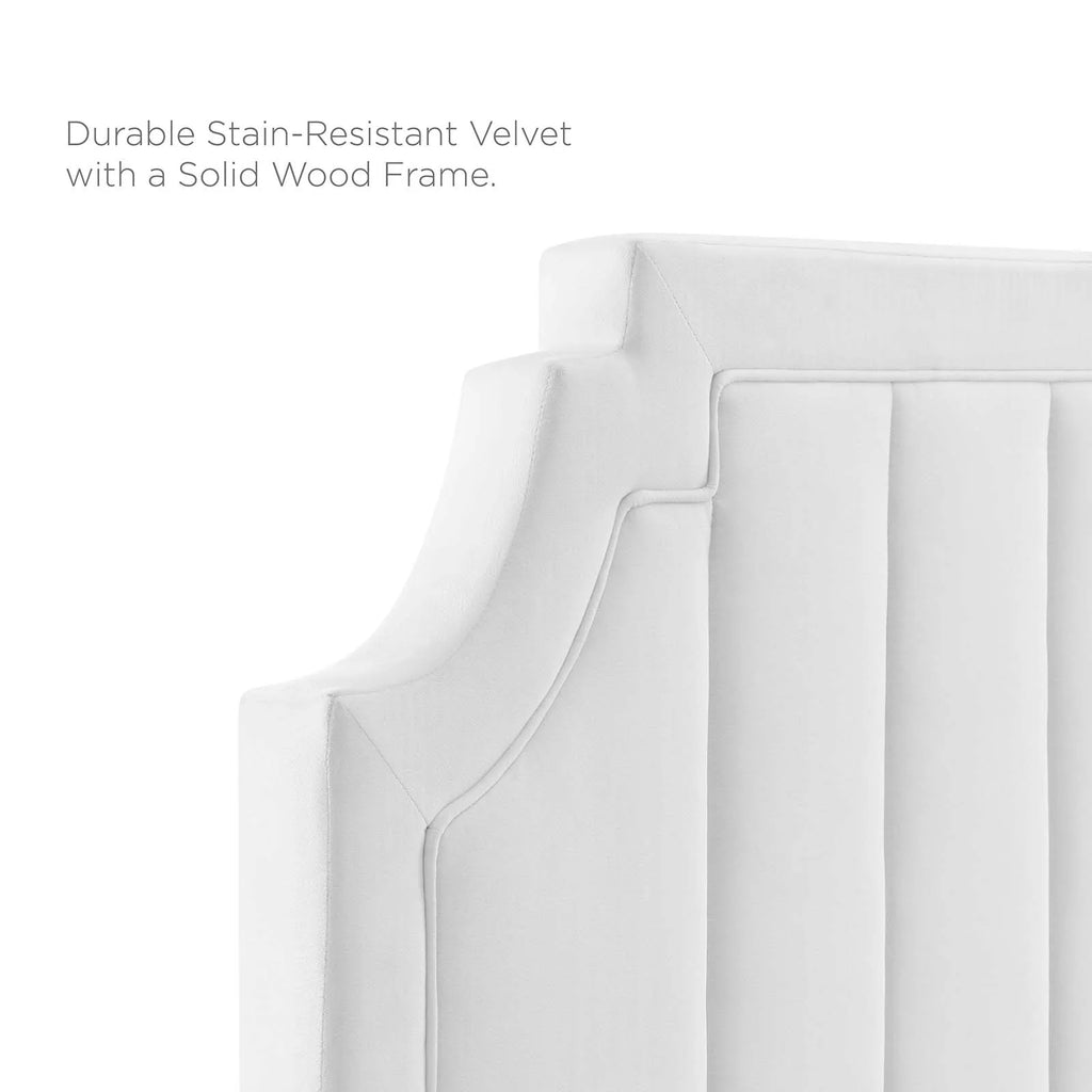 King Platform Bed White Velvet A7