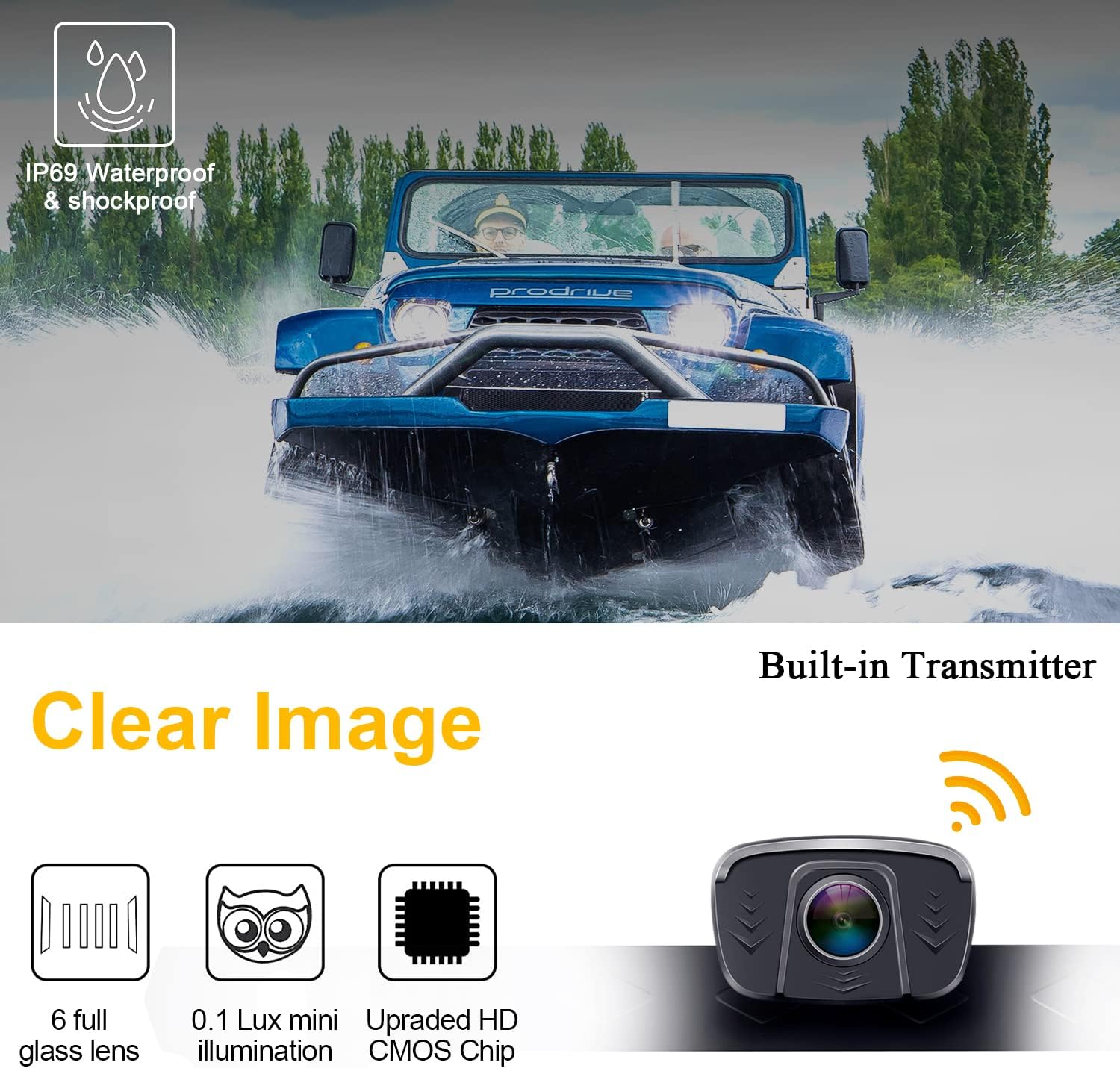 Wireless Backup Camera 5 Inch Monitor HD 1080P Rear View System k7