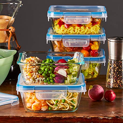 Glass Food Storage Container Set 24-Pc BPA-Free Lids A7k