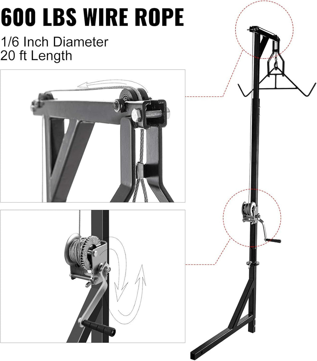 Deer Hoist for Truck Hitch, 400lbs Capacity, 2'' Receiver with Winch Lift A7k