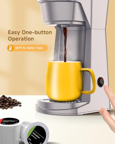 Single Serve Coffee Maker for K Cup & Ground Coffee, 14 oz, Gray 7k